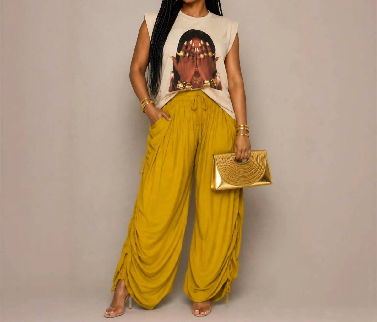 Ruched Flow Wide Leg Pants