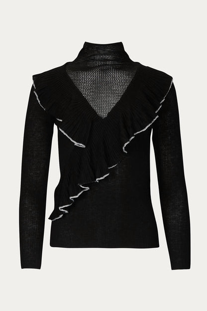 CALISTA LAYERED-EFFECT RUFFLED TURTLENECK TOP
