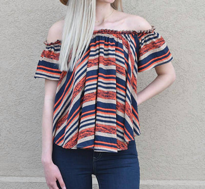 Off The Shoulder Stripe Woven Top
