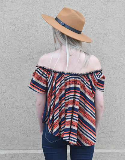 Off The Shoulder Stripe Woven Top