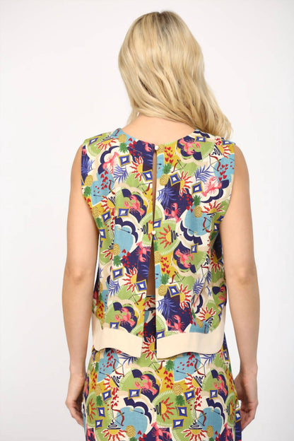 Wave Color Contrast Sleeveless Top