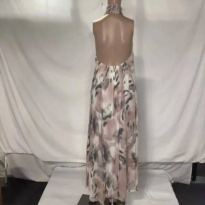 Maeve - Women's Halter Sheer Printed Maxi Dress - Rack Hunt