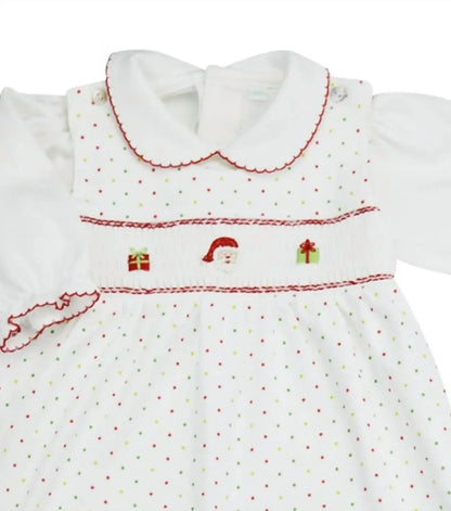 Baby Threads - Baby Girls Tis The Season 2-piece Smocked Romper Set - Rack Hunt