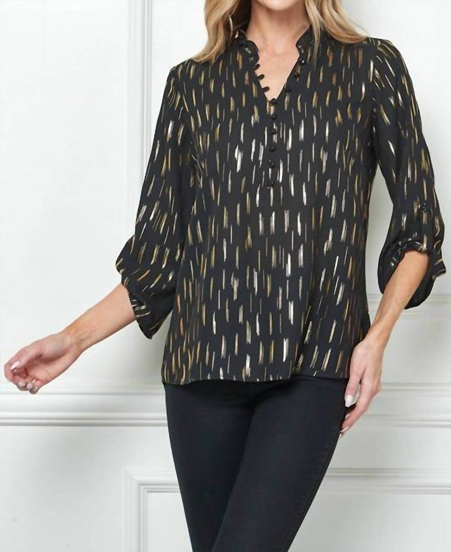 Sara Michelle - Women's Gianna Ruffle Neck Blouse - Rack Hunt -