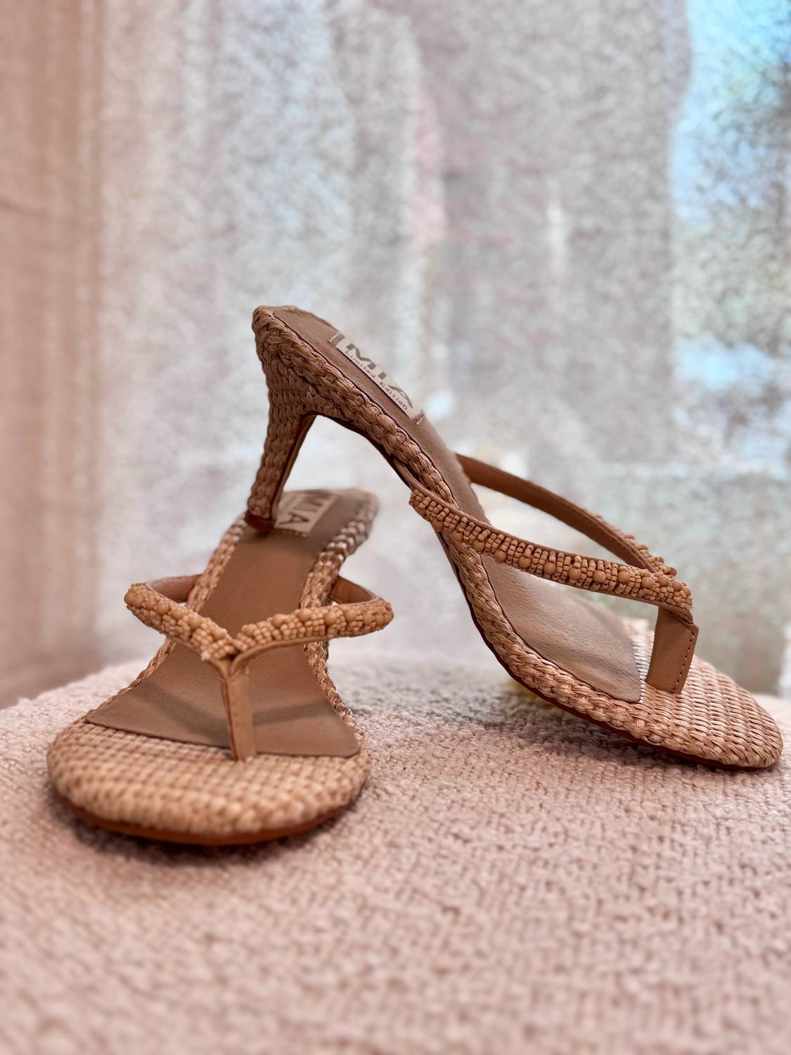 Women's Zilvia Beaded Thong Heeled Sandal