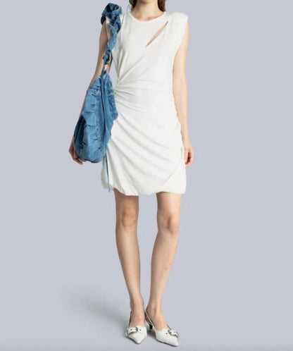 Women's Ruffle Denim Crossbody Bag