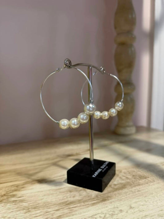 Women's Large Hoop Pearls Earring