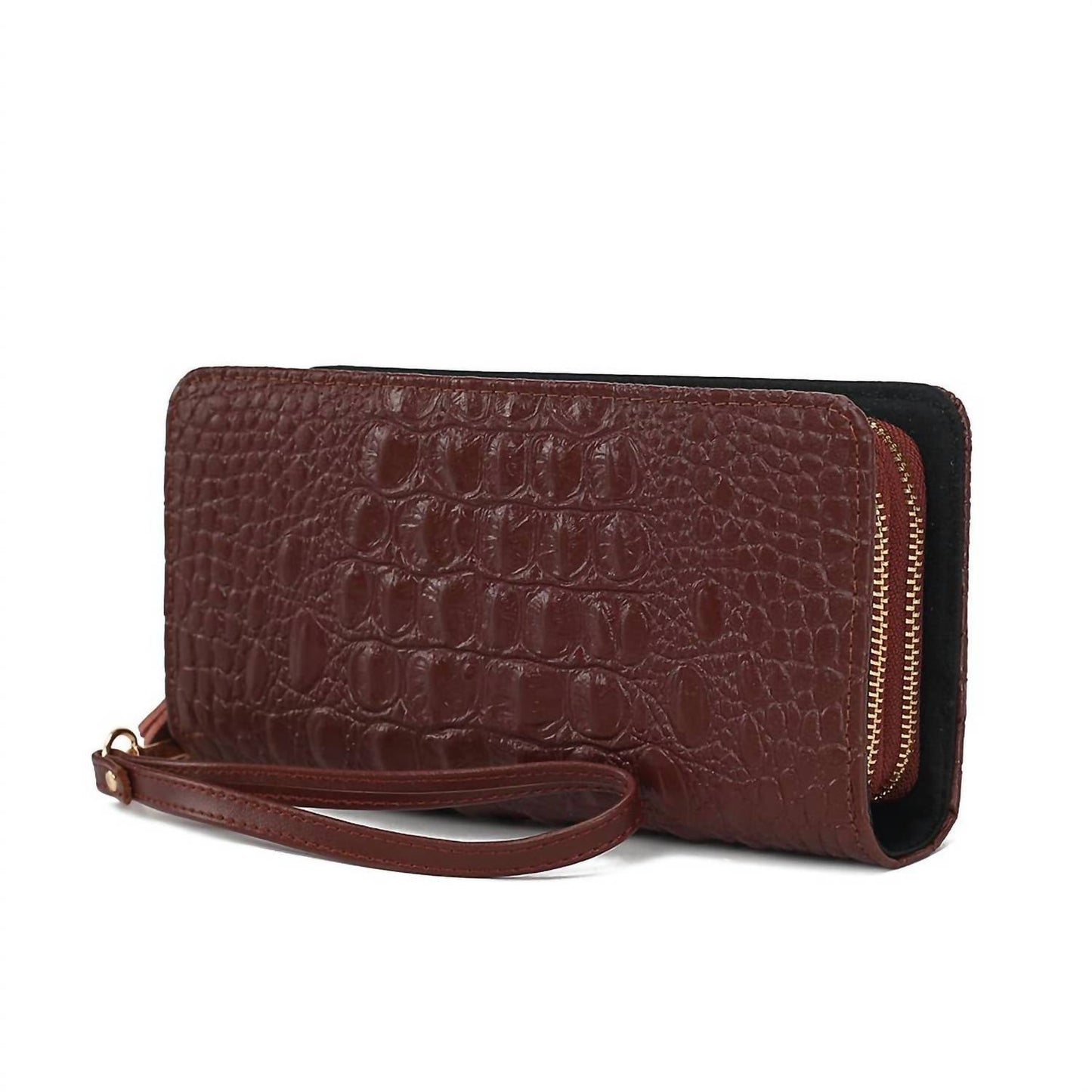 Women's Eve Crocodile-embossed Wristlet Wallet