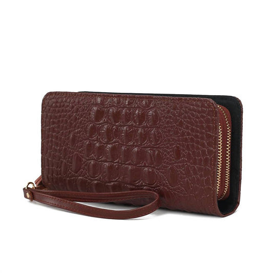 Women's Eve Crocodile-embossed Wristlet Wallet
