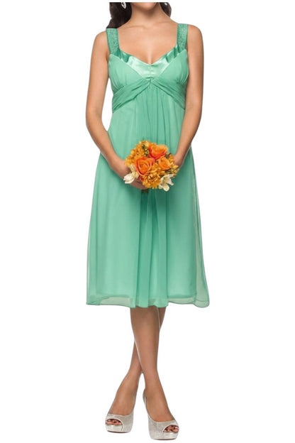 Chiffon Knee Length Straps Gown