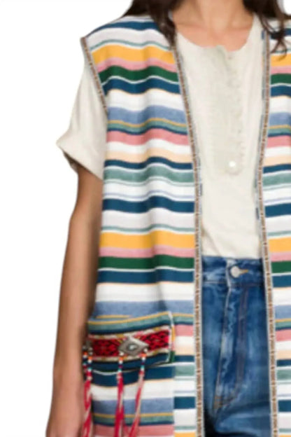 Fortela - Woven Long Vest With Conchos - Rack Hunt