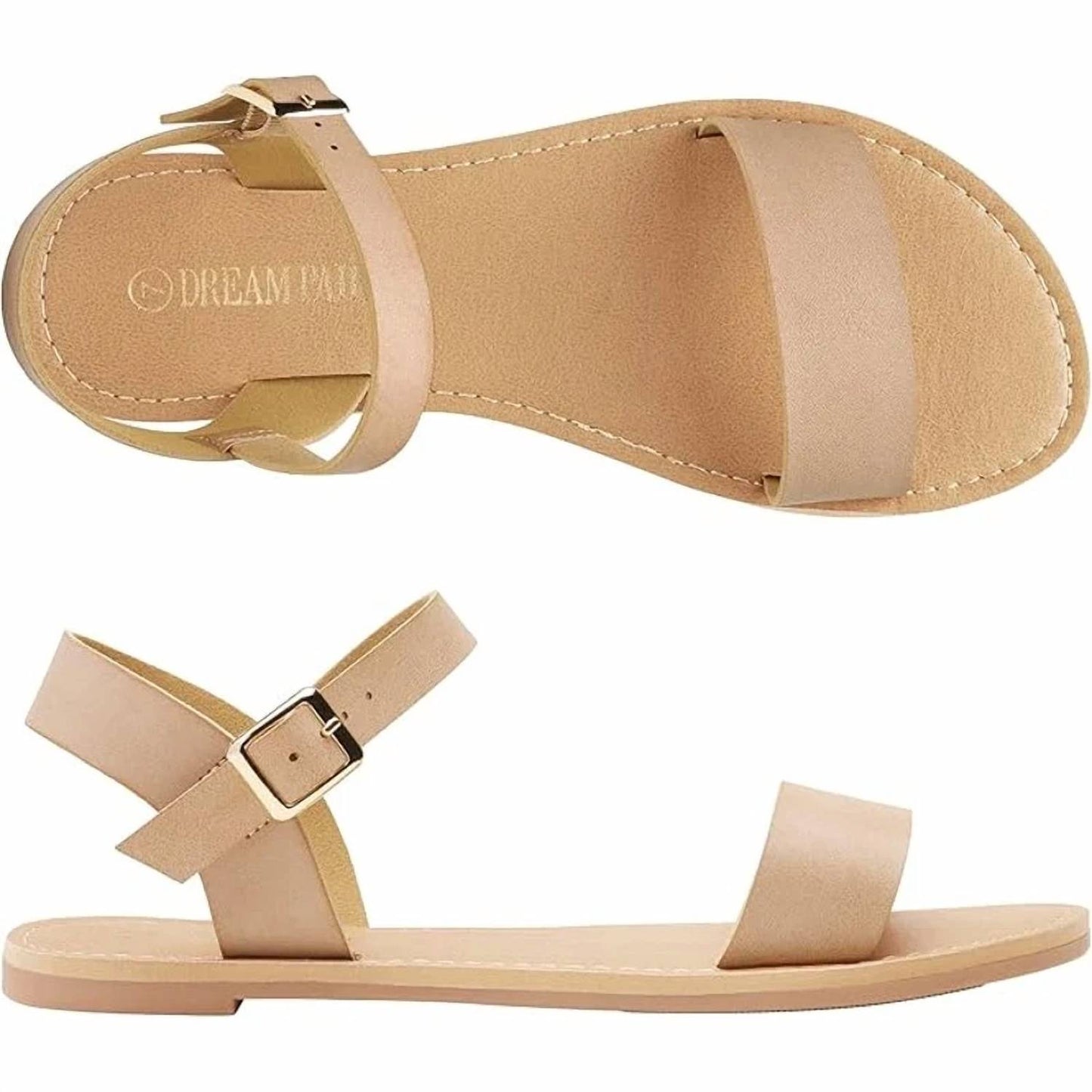 Women's Ankle Strap Open Toe Band Flat Sandals