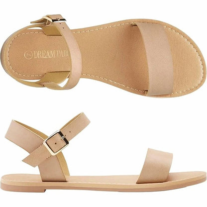 Women's Ankle Strap Open Toe Band Flat Sandals