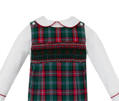 Anavini - Boy's Plaid Smocked Short Jon Jon With Long Sleeve Shirt Set - Rack Hunt