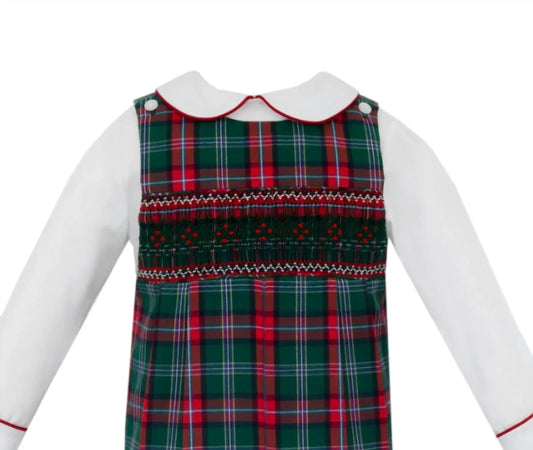 Anavini - Boy's Plaid Smocked Short Jon Jon With Long Sleeve Shirt Set - Rack Hunt