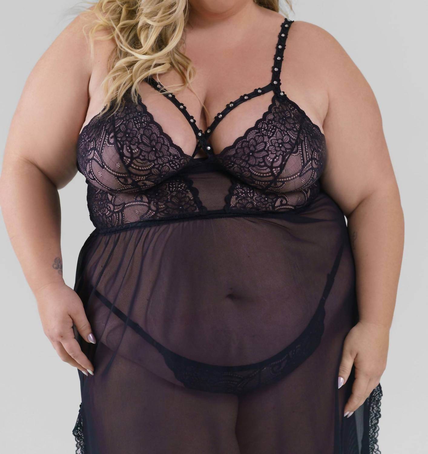 ISAYES - Sheer Long Nightwear Gown - Plus - Rack Hunt -