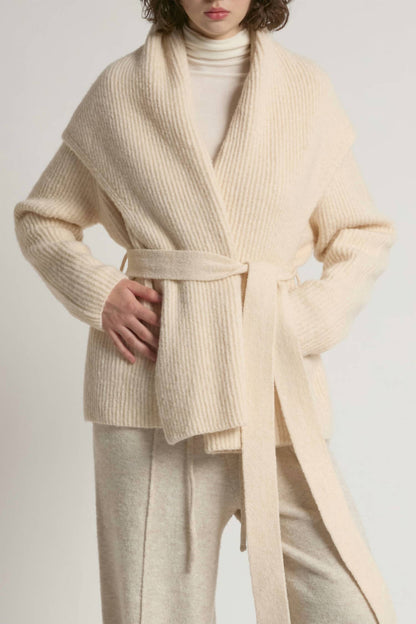 Shawl Collar Belt Cardigan