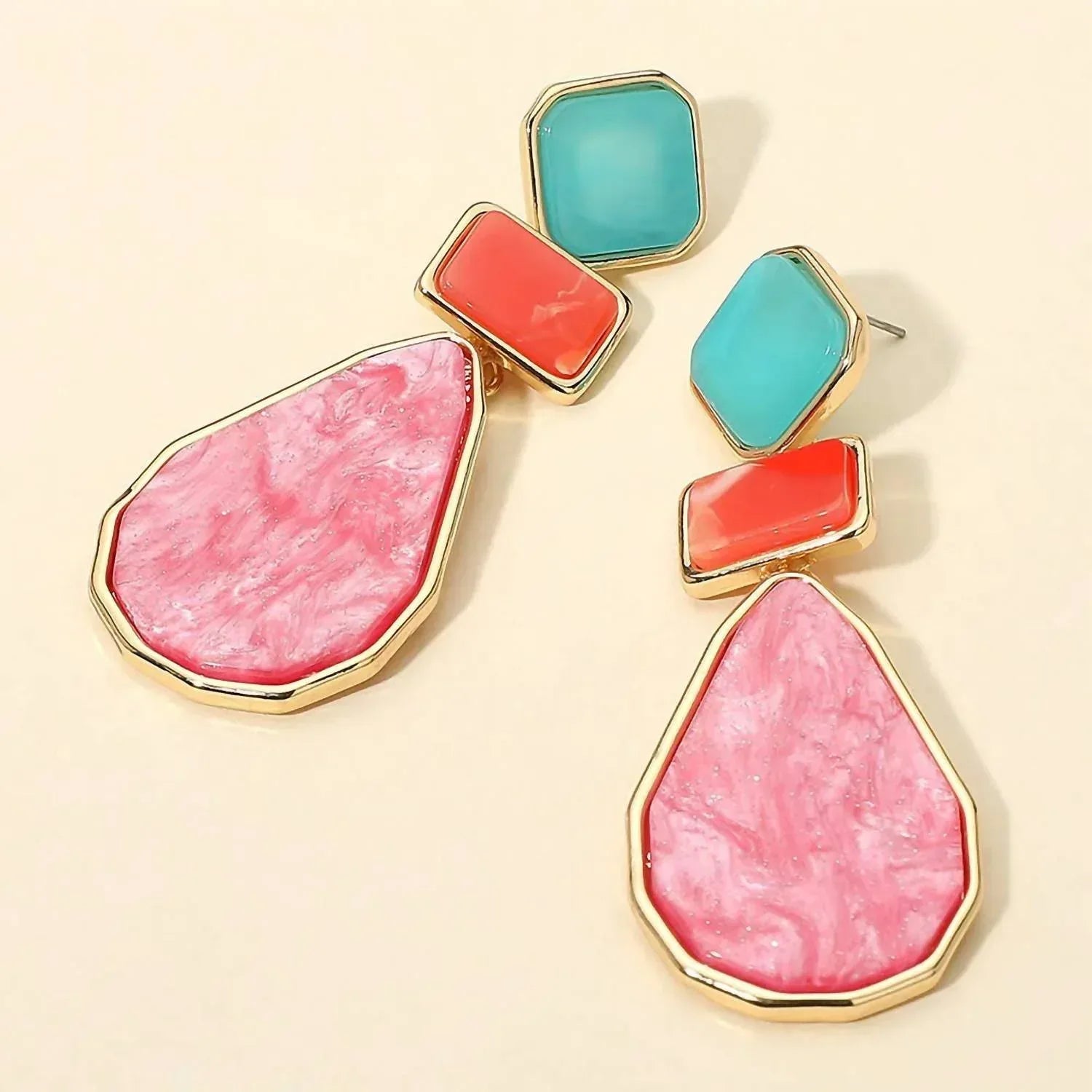 Sensibling Corp - Women's Noelle Geometric Resin Plate Drop Earrings - Rack Hunt