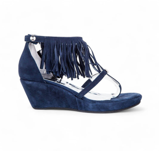 Andrea Morelli - Suede Leather Fringe Wedge Sandals - Rack Hunt -