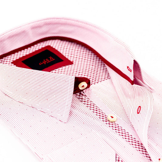 Men's Button Down Jacquard Shirt With Checkered Trim