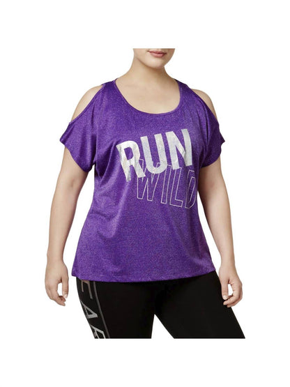 Women's Activewear Plus Metallic Slogan Pullover T-shirt