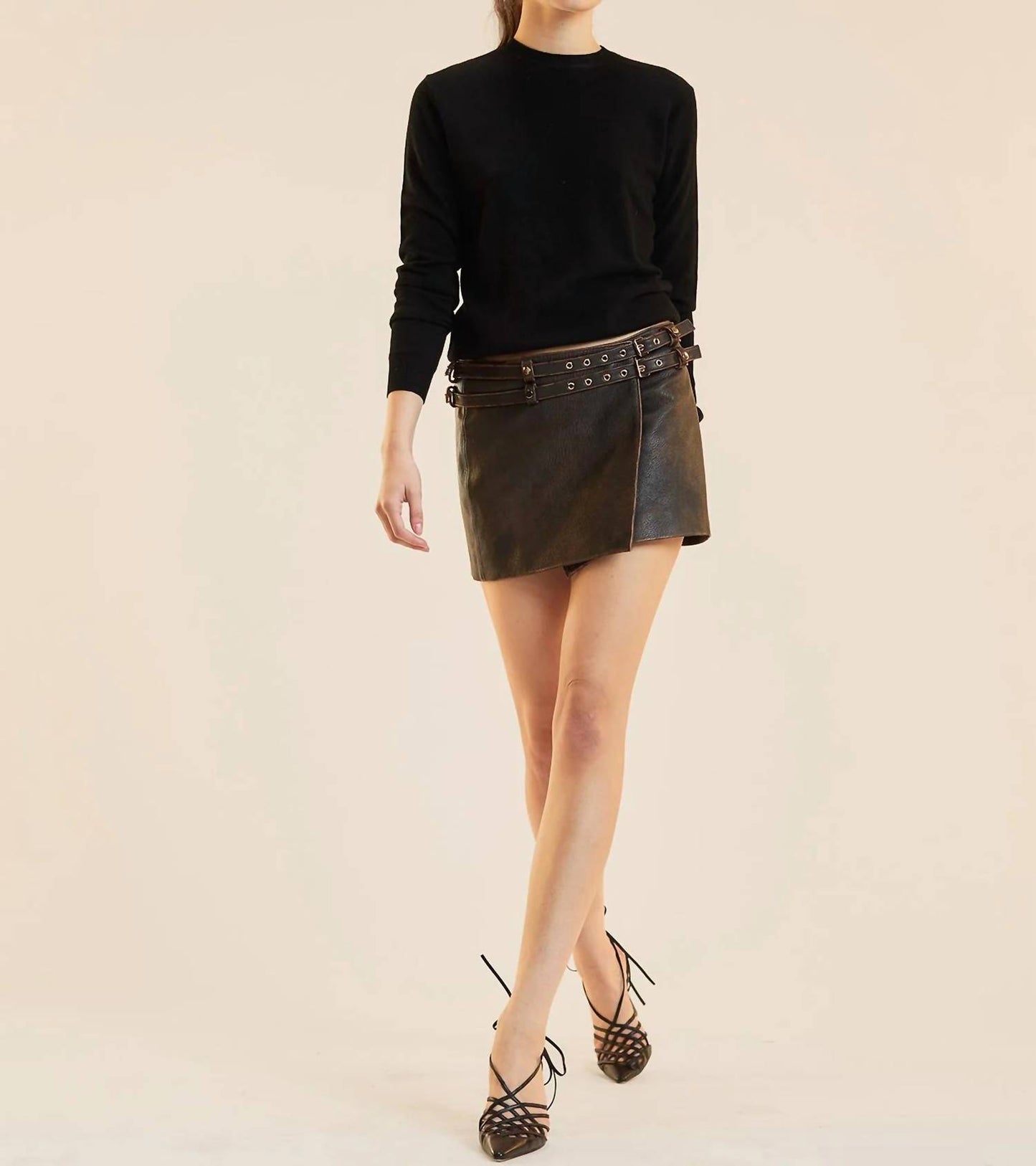 Winona Leather Wrap Skirt