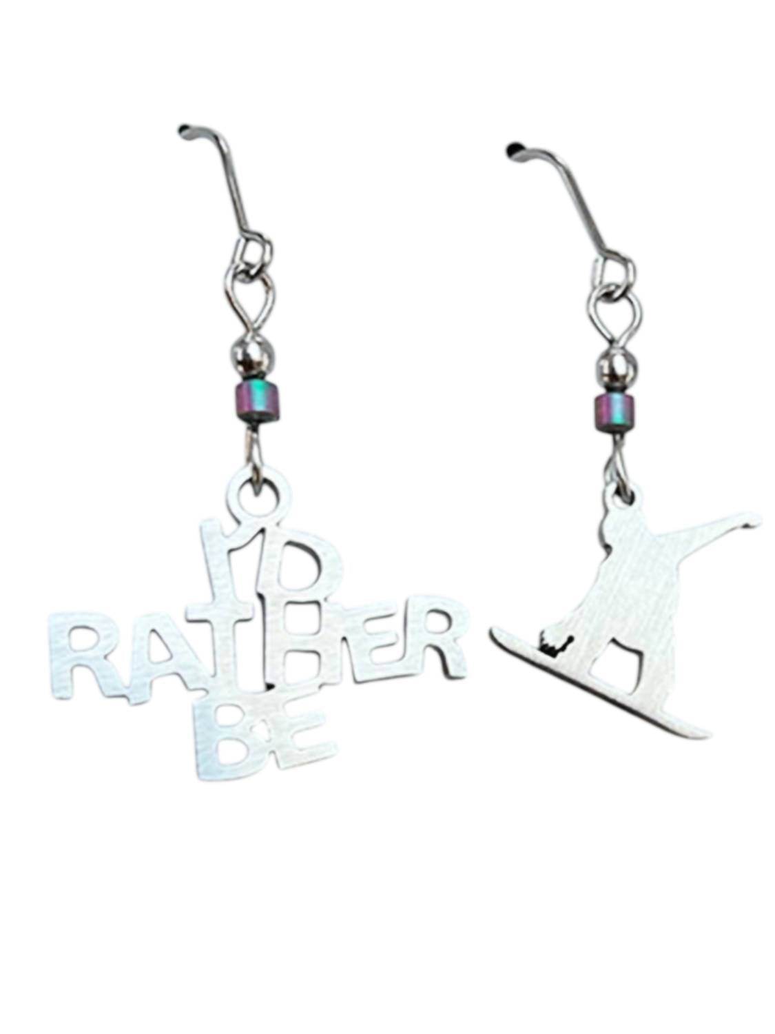 Close 2 Ur Heart - Women's I'd Rather Be Snowboarding Earrings - Rack Hunt -