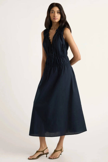 Iga Gathered Organic Cotton Maxi Dress
