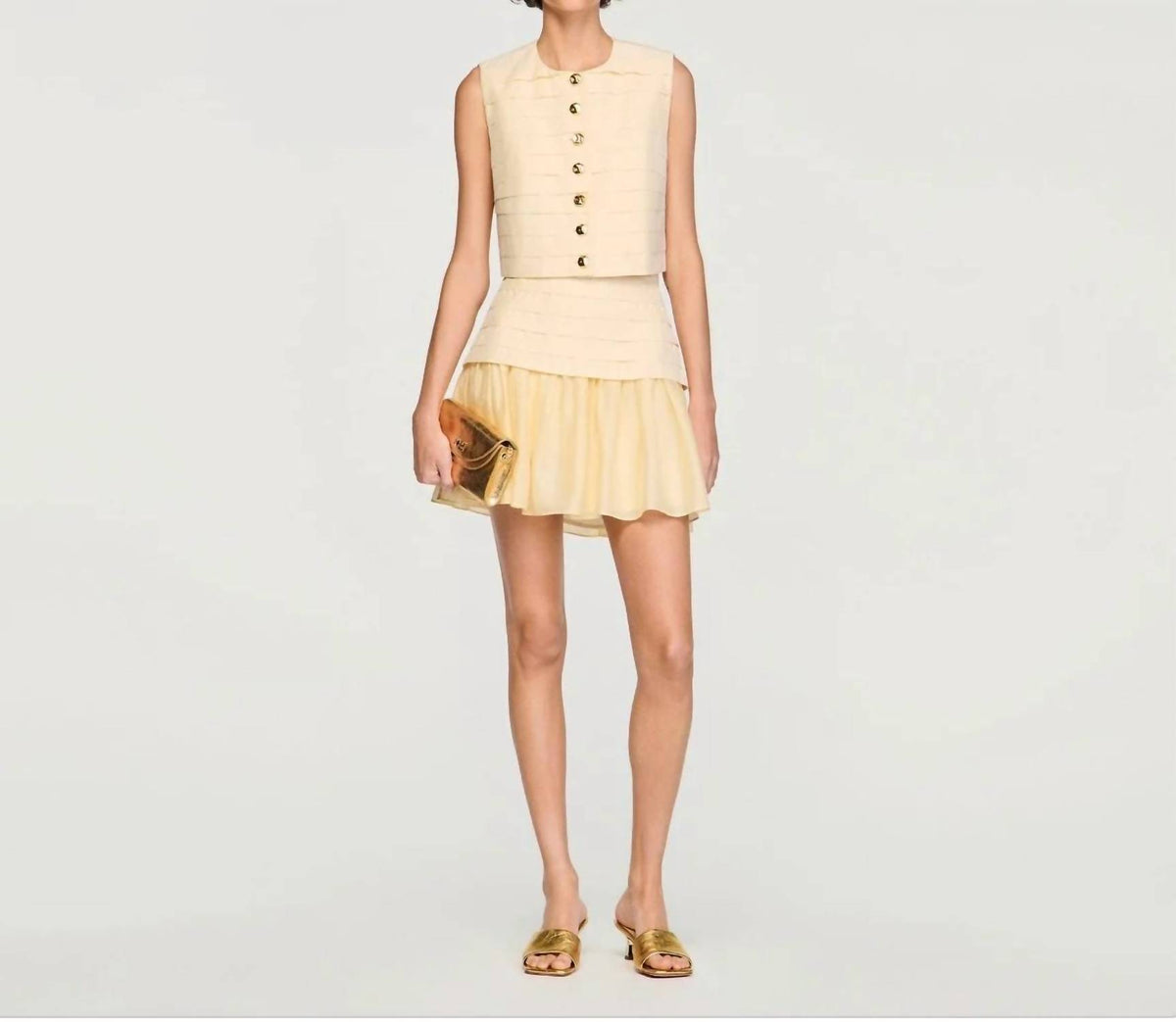 Pleated Crop Top & Mini Skirt Set