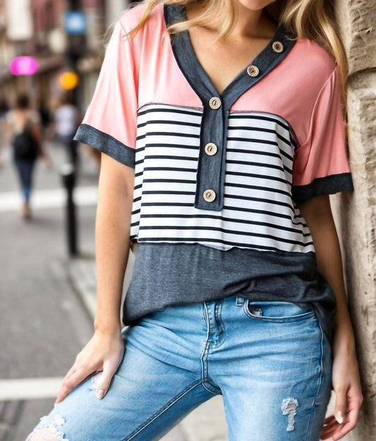 Button Striped Top
