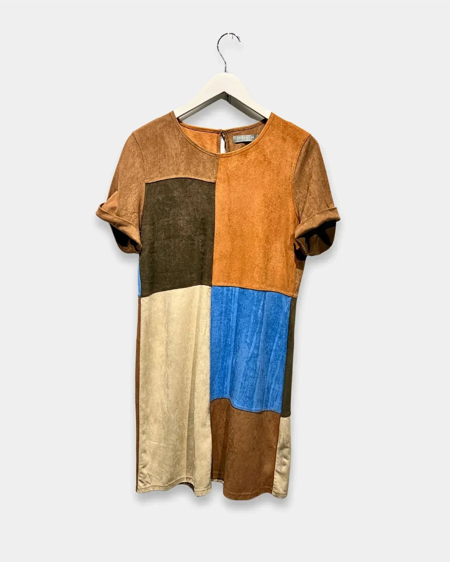 209wst38 - Women's Suede Short Sleeve Mini Dress - Rack Hunt