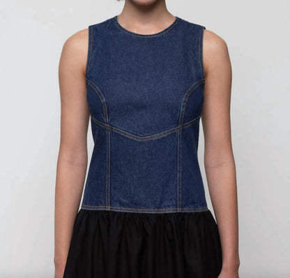 Women's Jeansstoff Corset Midi Dress