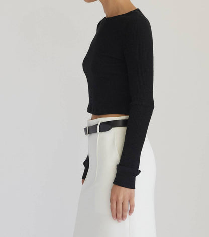 Women's Cropped Fitted Long Sleeve Top