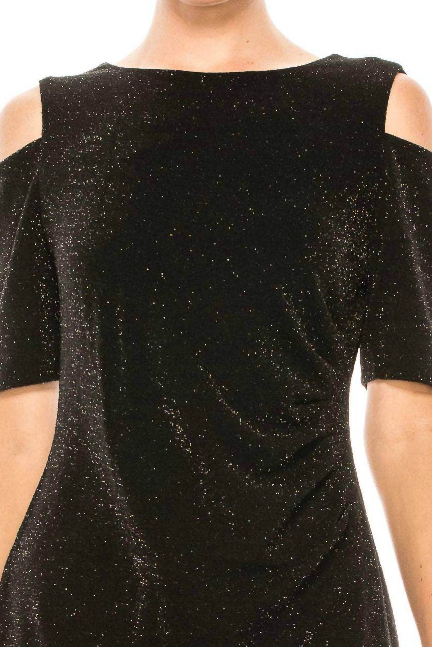 ILE Clothing - Side Pleat Cold Shoulder Sheath Dress - Rack Hunt -