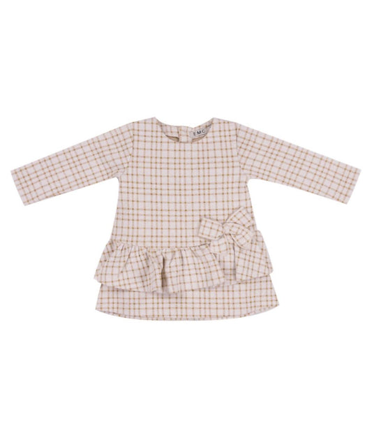 Girls' Long Sleeve Metallic Plaid Knit Dress