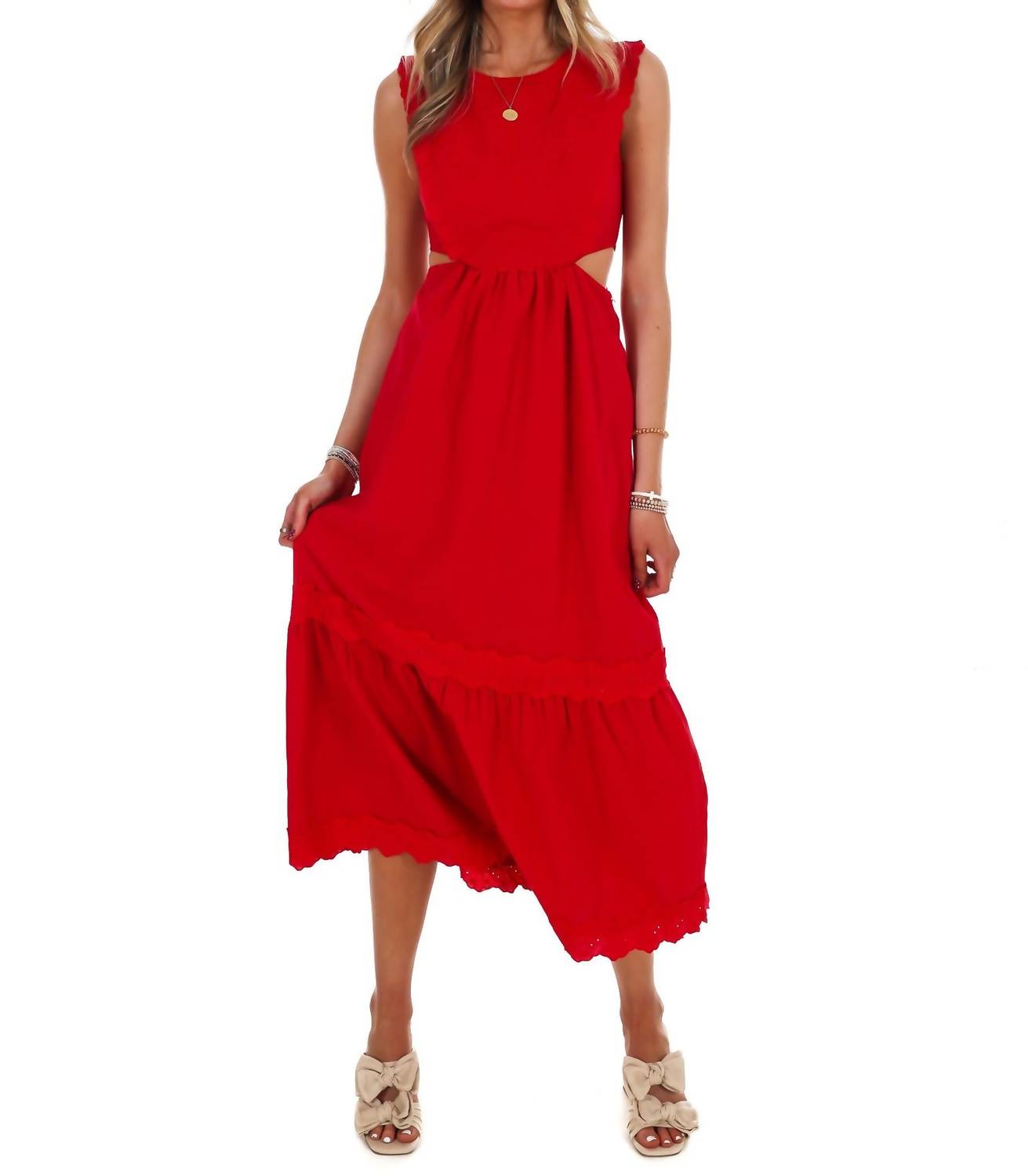 Women's Must Be Love Embroidered Cut Out Maxi Dress