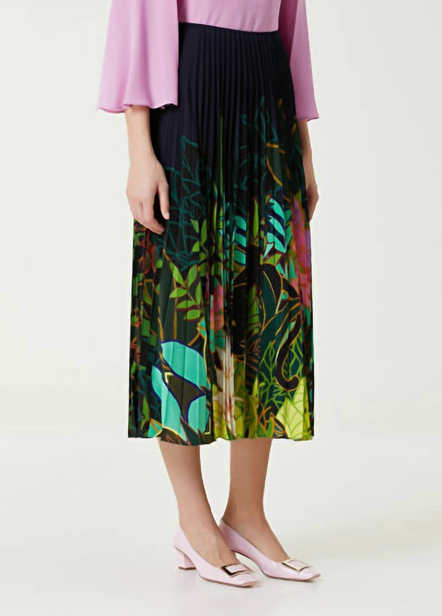 Valentino - Patterned Pleated Midi Silk Skirt - Rack Hunt
