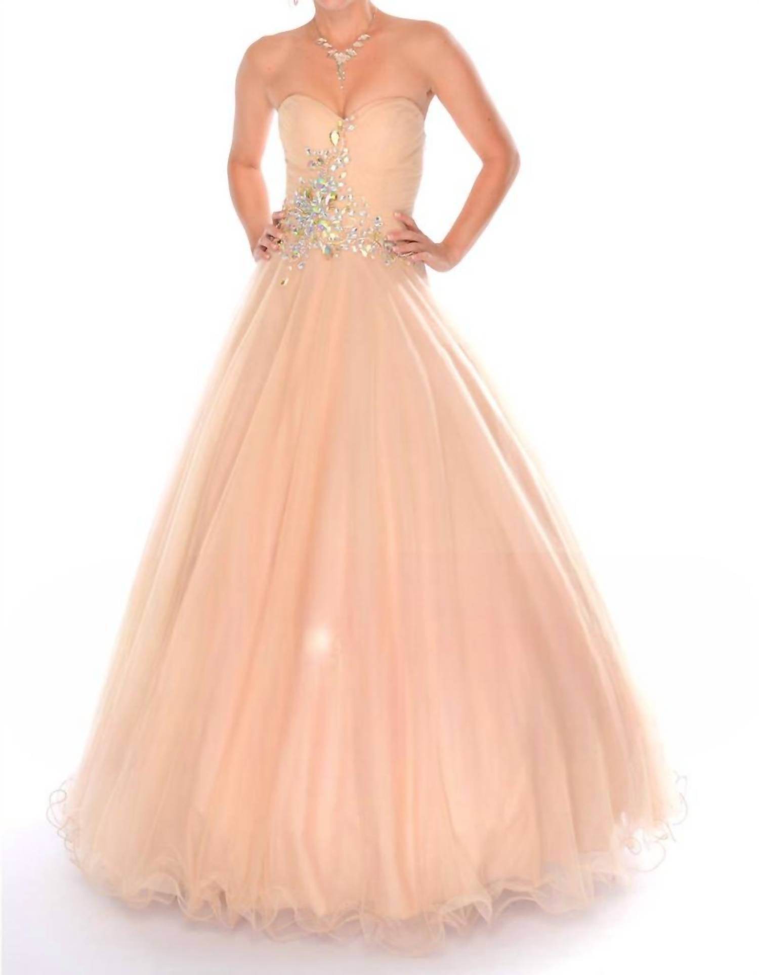 Precious Formals - Sweetheart Strapless Beaded Ballgown - Rack Hunt