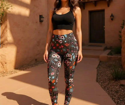 Karmen - Women's Spooky Skeleton Cat Pocket Leggings - Rack Hunt