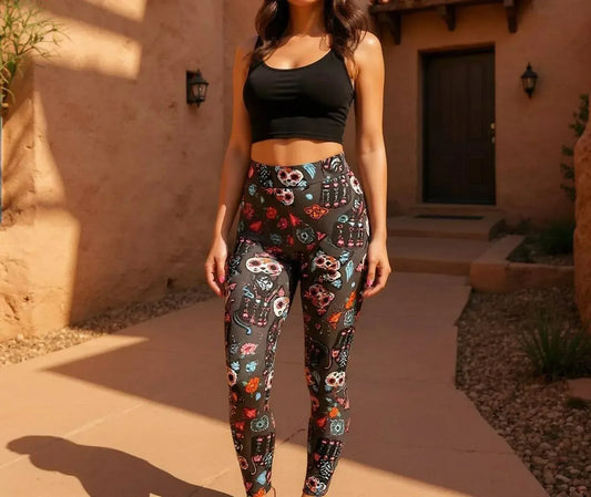 Karmen - Women's Spooky Skeleton Cat Pocket Leggings - Rack Hunt
