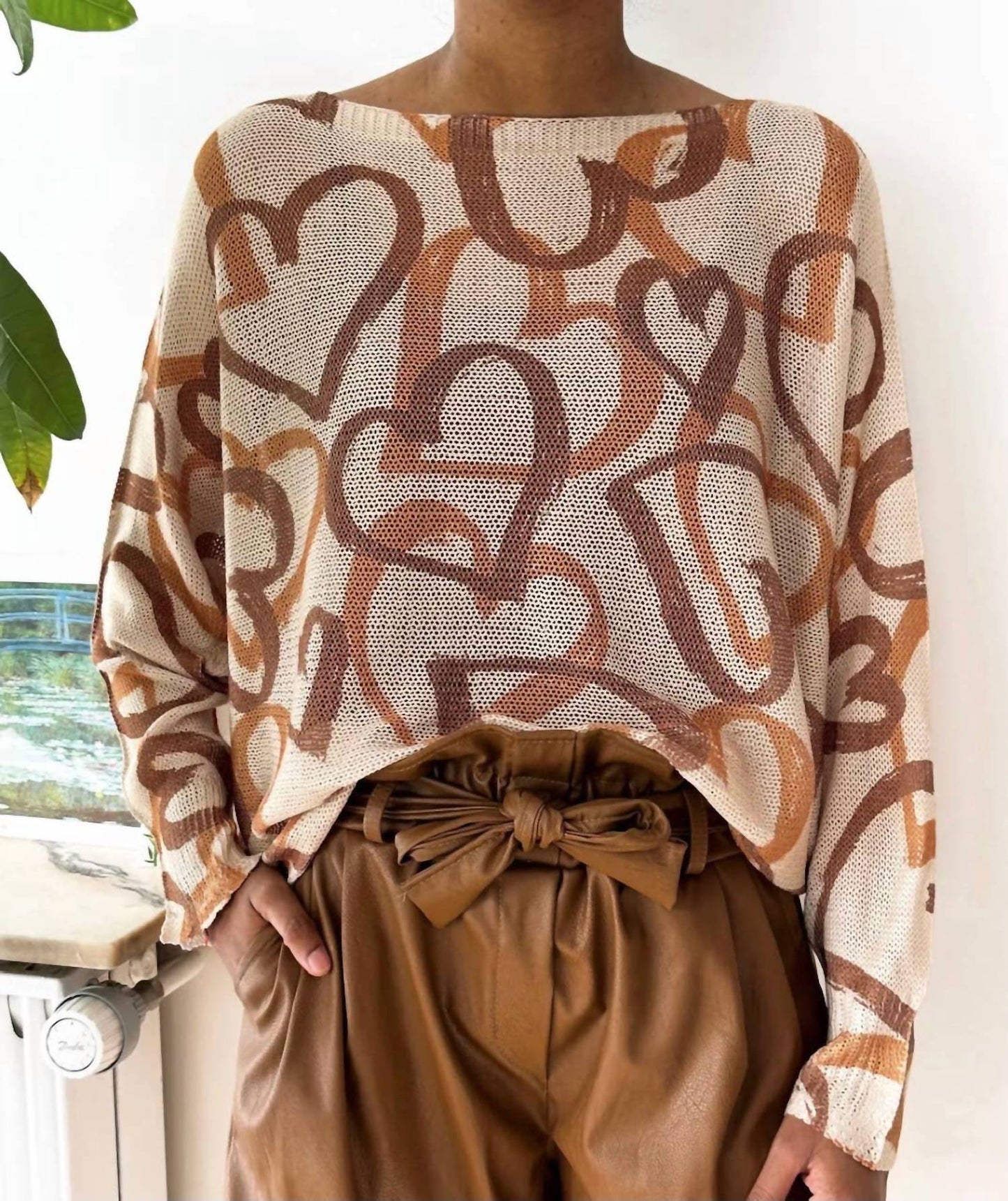 Heart Printed Knitted Sweater