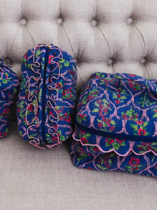 Women's Quilted Cosmetic Bag Set Of 3