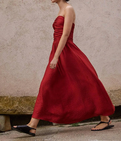 Yerse - Strapless A-line Midi Dress - Rack Hunt