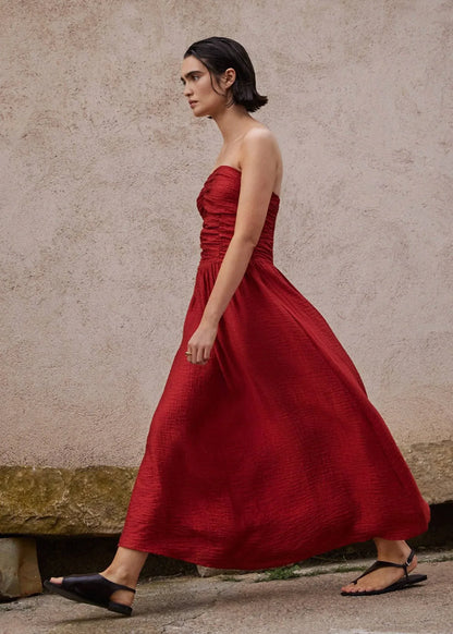 Yerse - Strapless A-line Midi Dress - Rack Hunt