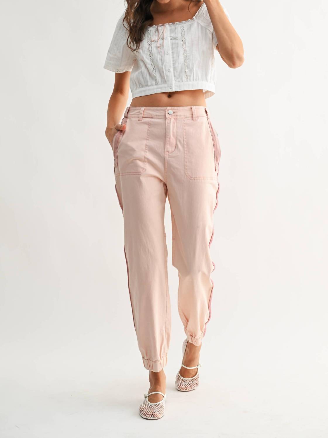 Track Pants With Zip Pocket And Side Stripe