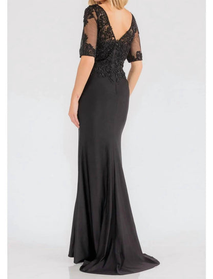 Sheer Short Sleeve Evening Gown