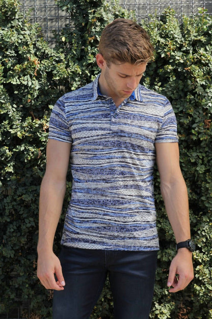 Stripe Print Polo Shirt