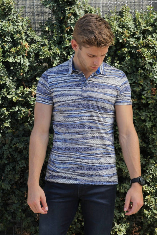 Stripe Print Polo Shirt