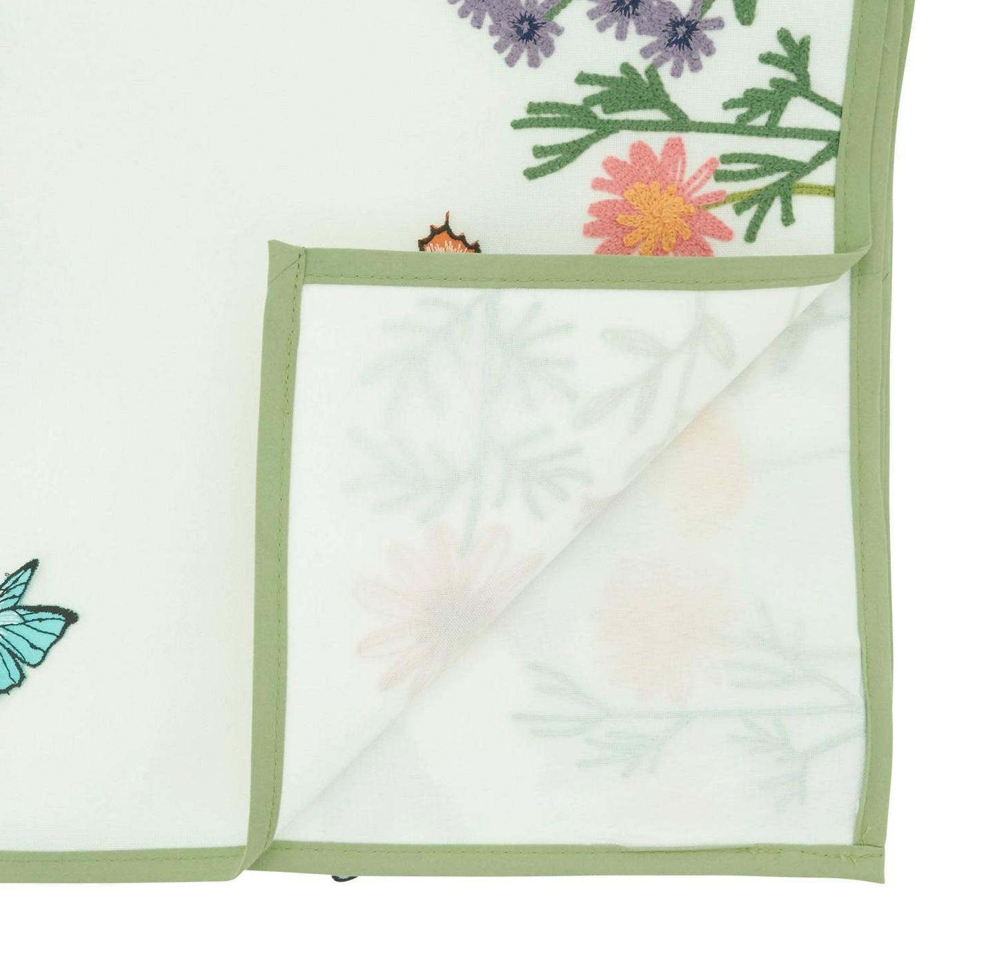 Embroidered Floral Butterfly Decorative Table Runner