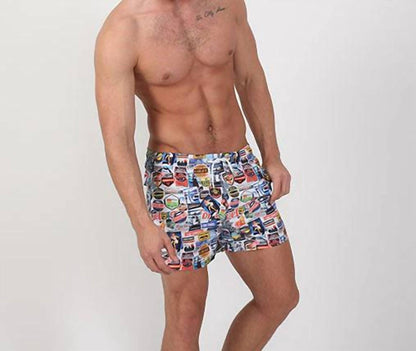 American Road Trip Print Swim Trunks